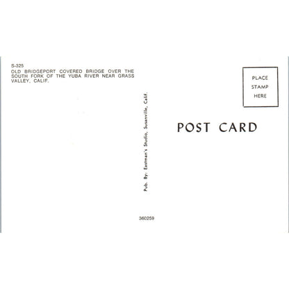 Bridgeport Bridge Yuba River Grass Valley California Covered Bridge Postcard PC2