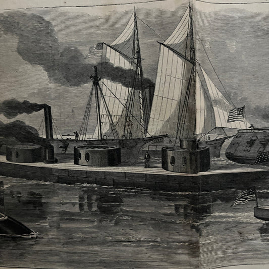 Our New Ironclad Navy Original 1863 Civil War Engraving C58