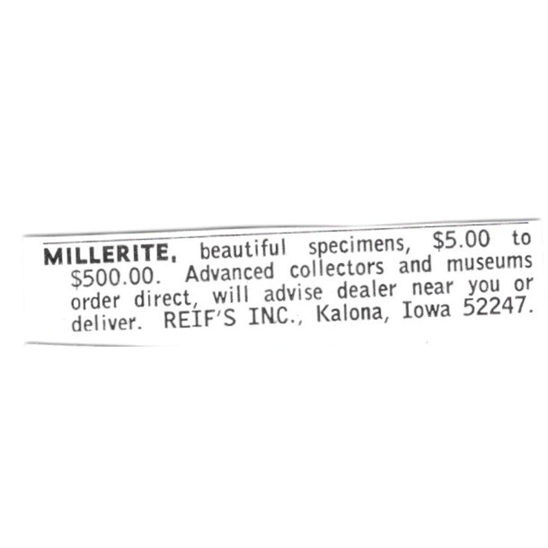 Reif's Inc Millerite Kalona Iowa 1972 Ad AF8-S19