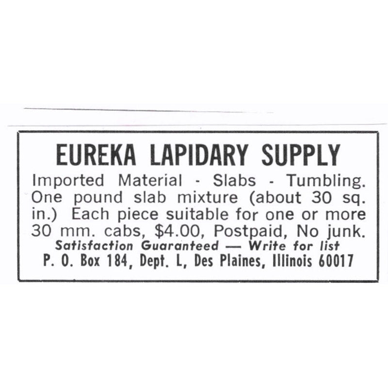 Eureka Lapidary Supply Des Plaines Illinois 1972 Ad AF8-S7