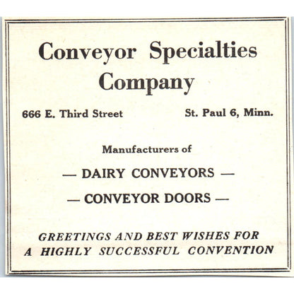 Menasha Wooden Ware E.H. Hagen, Conveyor Specialties Co St. Paul Ad AE9-DC2