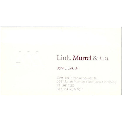 John J Link, Murrel & Co CPA Santa Ana CA Vintage Business Card SD9-B2