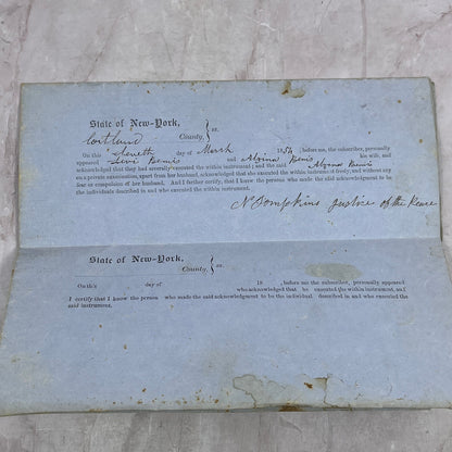 1854 Warranty Deed Levi Bemis Harford Cortland County New York TJ5-E2