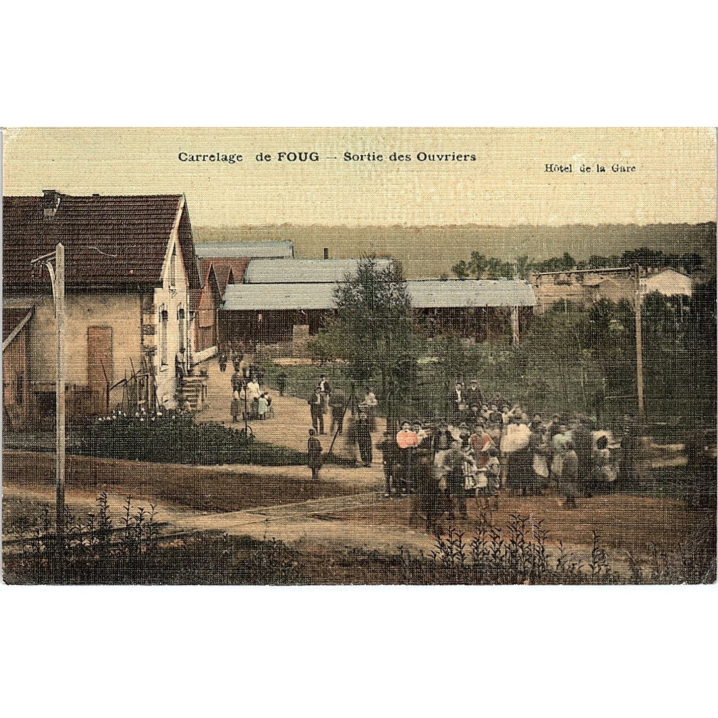 Carrelage De Foug Sortie Des Ouvriers Hotel De Gare French Antique Postcard PE13
