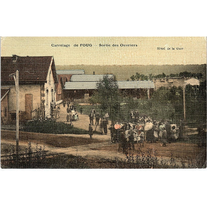 Carrelage De Foug Sortie Des Ouvriers Hotel De Gare French Antique Postcard PE13