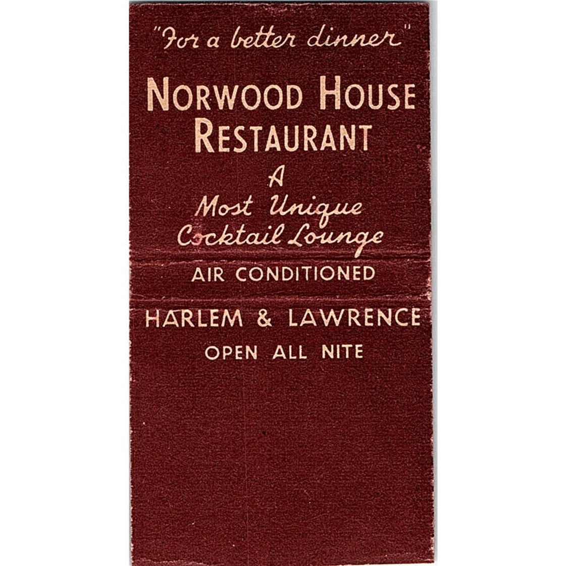 Norwood House Restaurant Chicago Vintage Matchbook Cover SC7-Y3