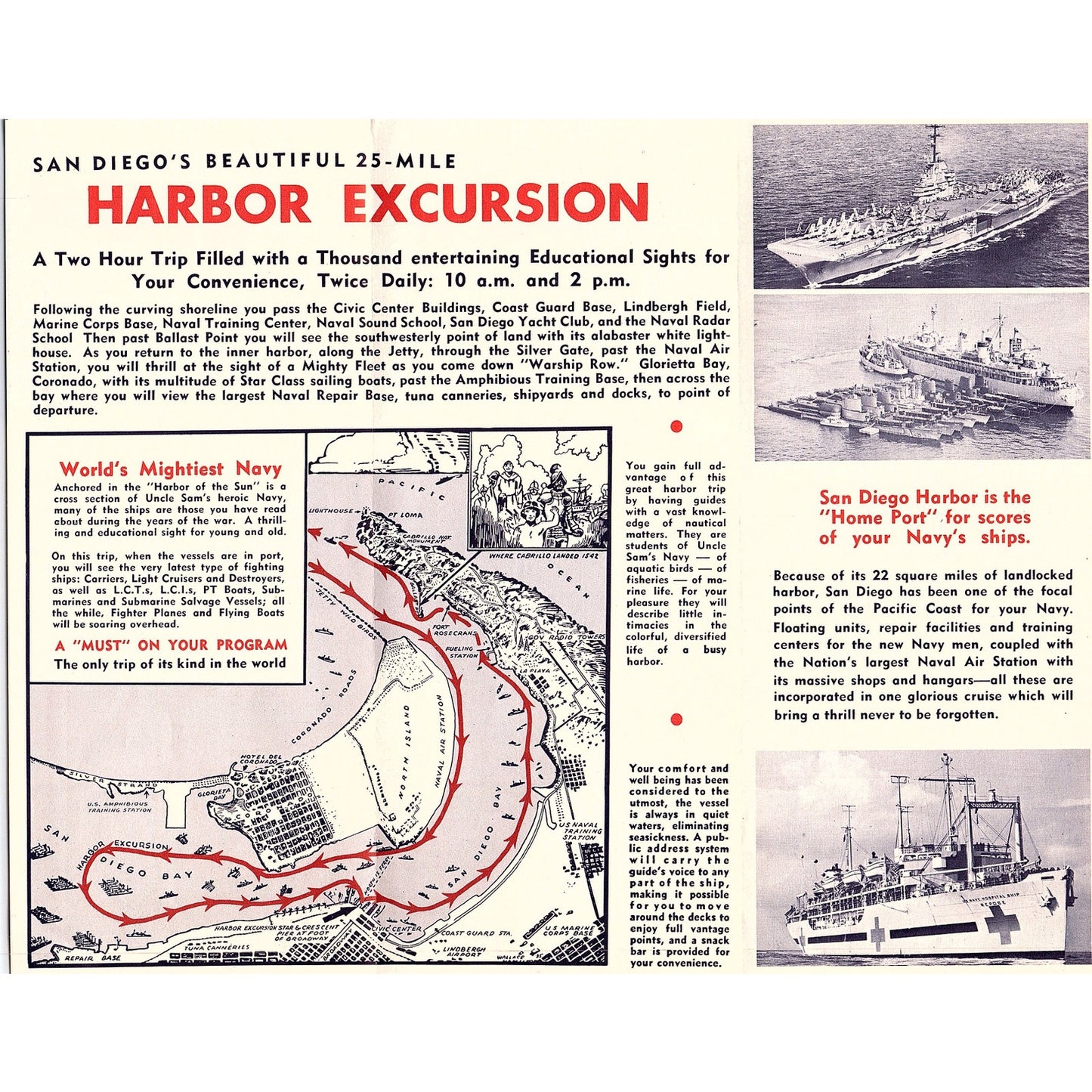 1950s San Diego Harbor Excursion - Star & Crescent Boat Co Travel Brochure AF9-2