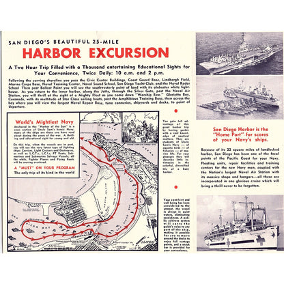 1950s San Diego Harbor Excursion - Star & Crescent Boat Co Travel Brochure AF9-2