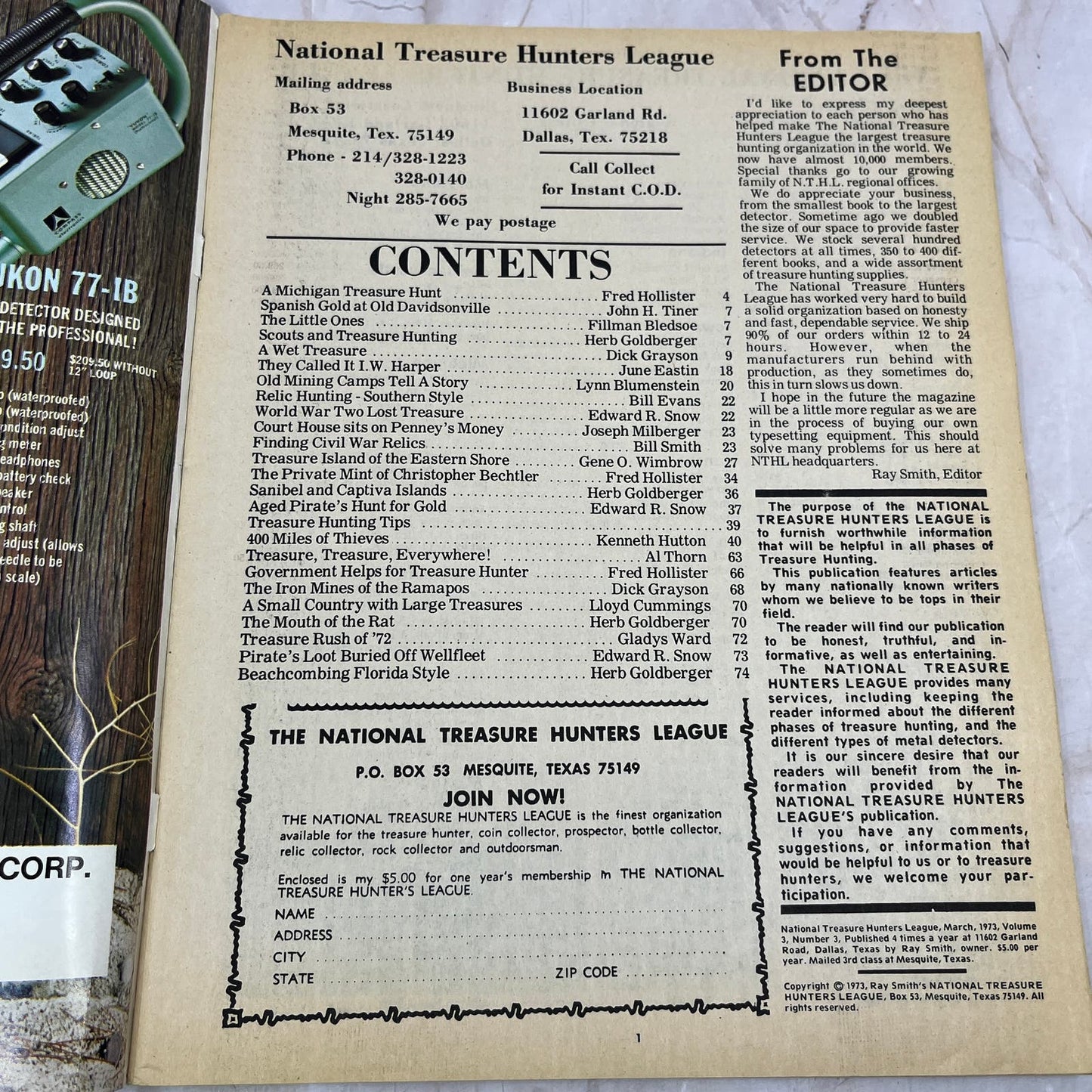 1973 Vol 2 No 3 - National Treasure Hunters League Magazine M18