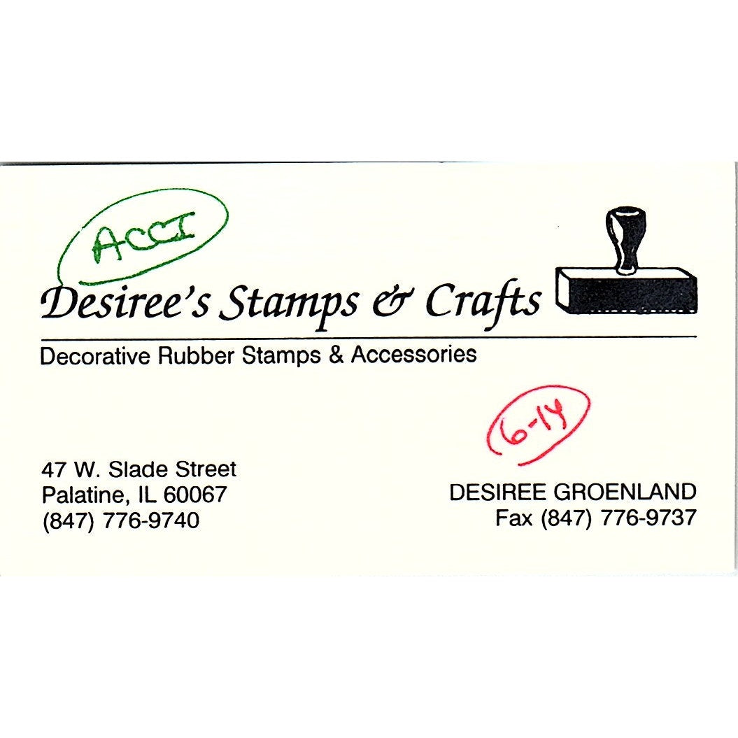 Desiree' Stamps & Crafts Desiree Groenland Palatine IL Business Card SC9-B10