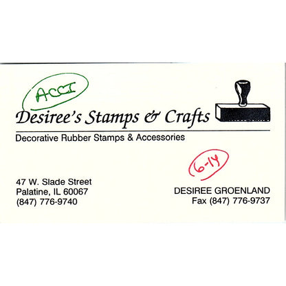 Desiree' Stamps & Crafts Desiree Groenland Palatine IL Business Card SC9-B10