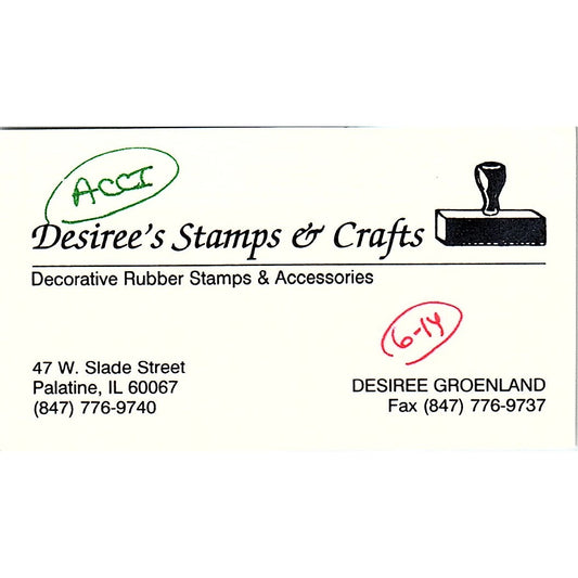 Desiree' Stamps & Crafts Desiree Groenland Palatine IL Business Card SC9-B10