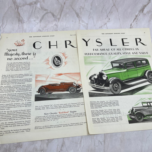 Chrysler Red-Head Engine 2 Pages 1928 Original Magazine Advertisement FL6-8