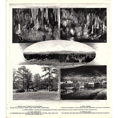 1926 Beautiful Caverns of Luray Virginia Vtg Fold Out Travel Brochure TH2-TB2