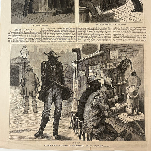 Harpers Weekly Random Street Sketches in Philadelphia Engraving 1877 Mar 31 V1-7