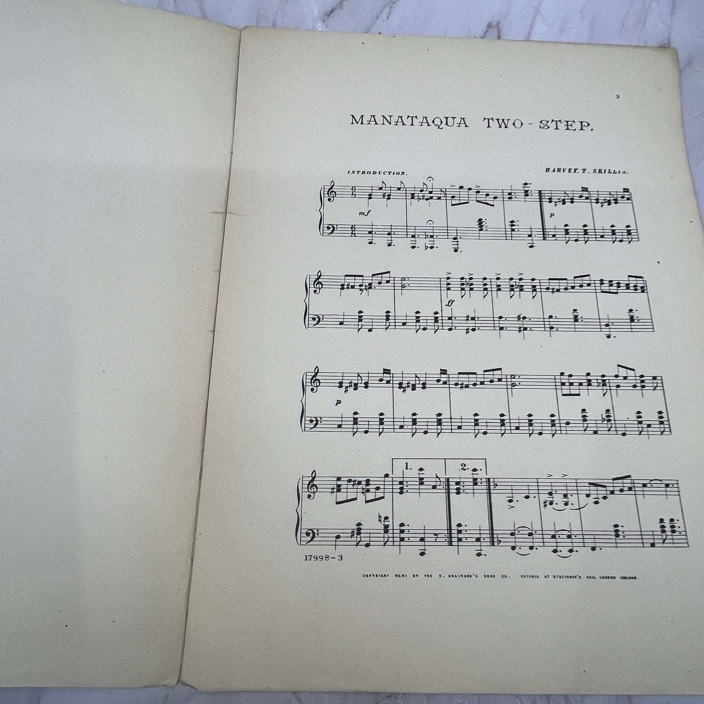 Manataqua Two-Step Harvey T. Skillin 1901 Sheet Music V15