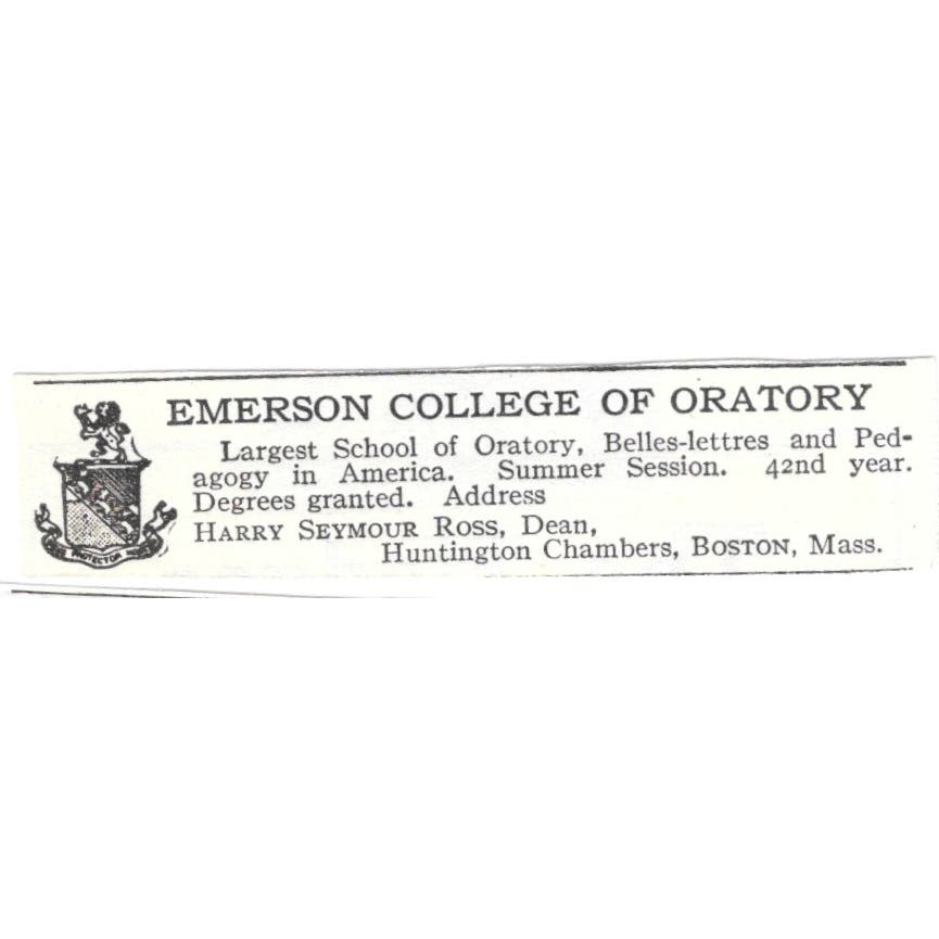 Emerson College of Oratory Harry Seymour Ross Boston c1918 Advertisement AE5-SV1