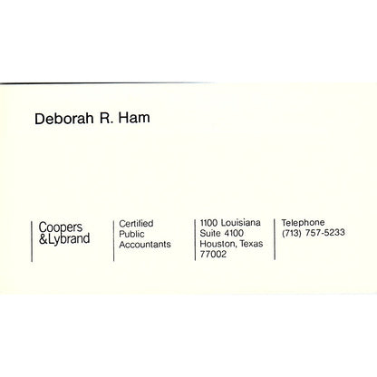 Deborah R Ham Coopers & Lybrand CPA Houston Vintage Business Card SD9-B1