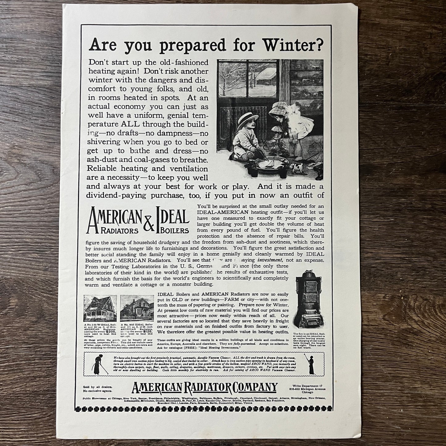 American & Ideal Radiators Boilers American Radiator Co Magazine Ad 10x14 V7