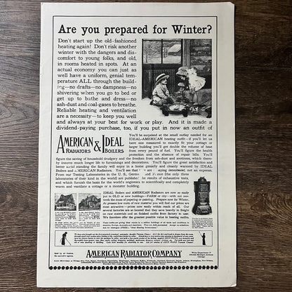 American & Ideal Radiators Boilers American Radiator Co Magazine Ad 10x14 V7