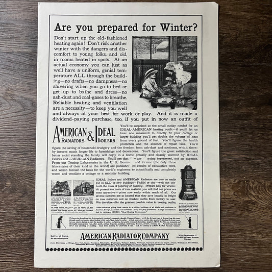 American & Ideal Radiators Boilers American Radiator Co Magazine Ad 10x14 V7