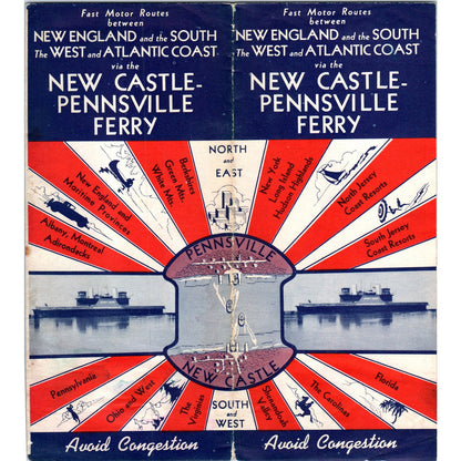 1948 Motor Routes New England Newcastle-Pennsville Ferry Travel Brochure TJ5-TB