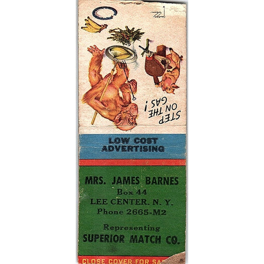 Mrs. James Barnes Superior Match Co Lee Center NY Vintage Matchbook Cover SF3-Y3