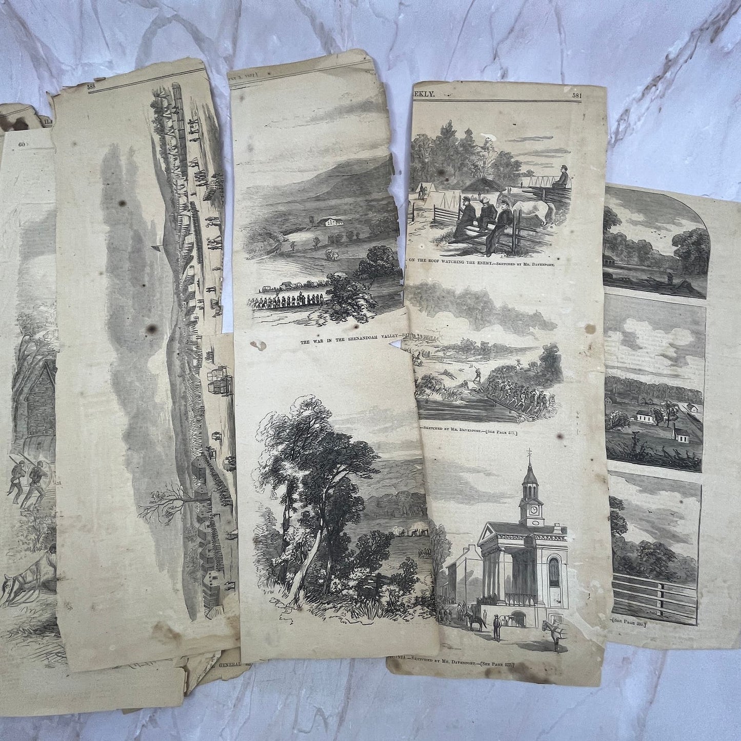 Lot of Partial/Incomplete Original 1862-63 Civil War Engravings C109