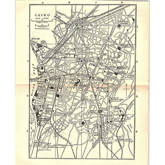 1905 Map of Cairo Egypt AG4-6