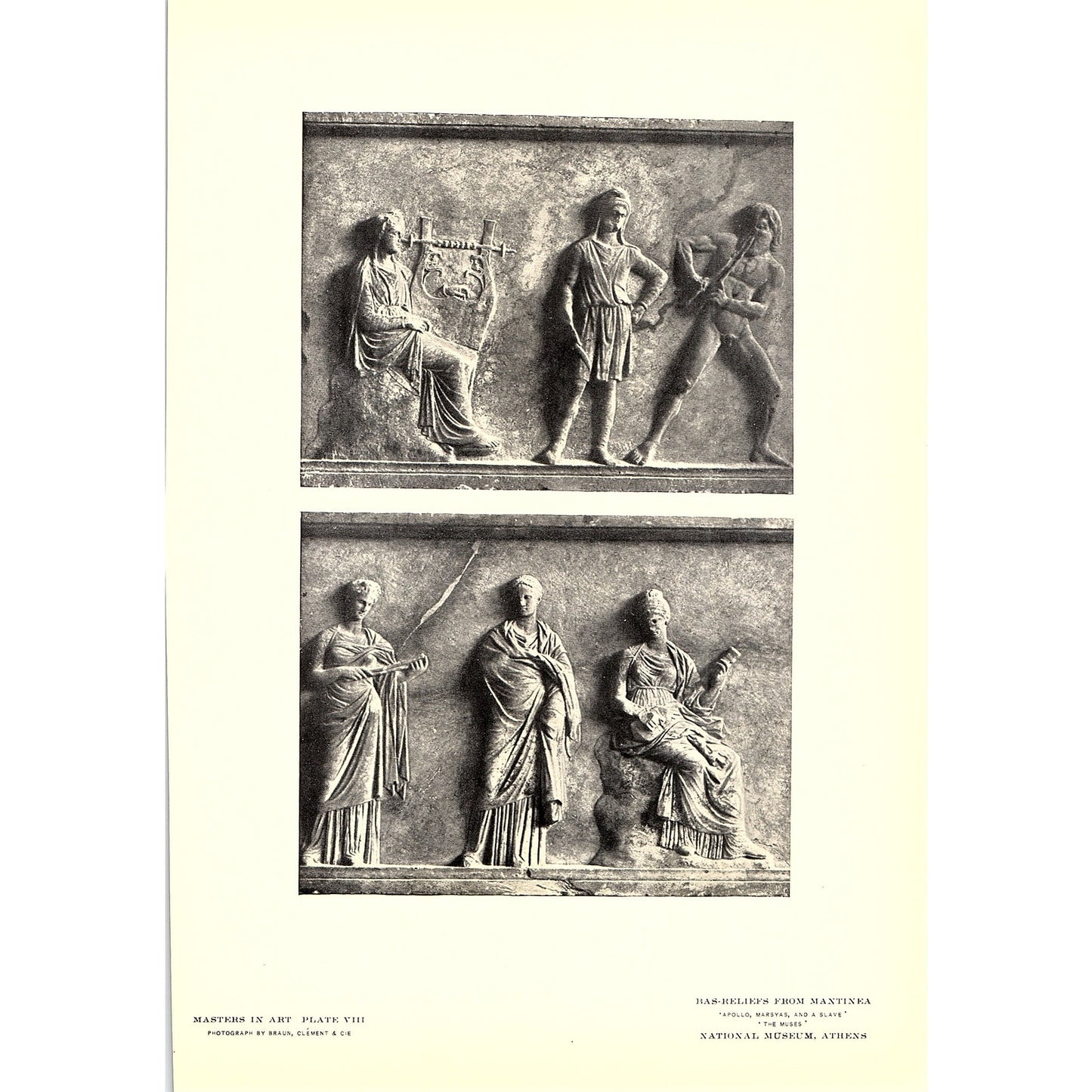 Bas-Reliefs from Mantinea - Praxiteles - 1902 Litho Art Print AF4-9