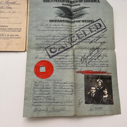 August Borrelli Brooklyn New York WWI Antique 1921 Passport TK3-CC1