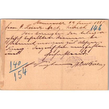 Zürich Hannover Continental Caoutchouc & Guttapercha 1887 Reich Postcard TE2-GRP