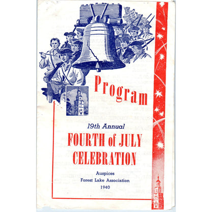 1940 Auspices Forest Lake Association 4th of July Celebration Program MN AE2