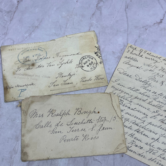 1913 Letter Port Au Prince Haiti San Juan Puerto Rico Dolores Raymond TJ5-E2