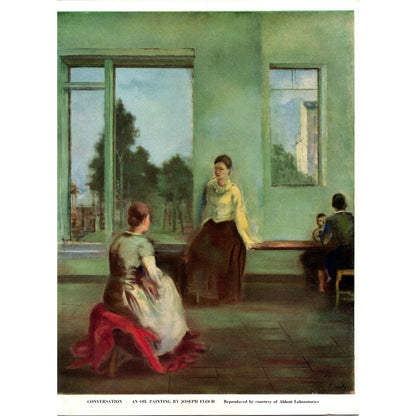 Conversation by Joseph Floch 1949 Art Picture K1