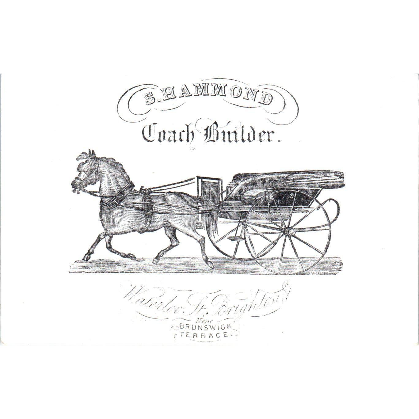 S. Hammond Coach Builder Waterloo St. New Brunswick Terrace Business Card AE8