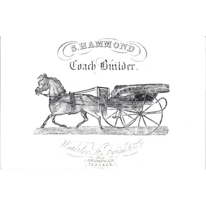 S. Hammond Coach Builder Waterloo St. New Brunswick Terrace Business Card AE8