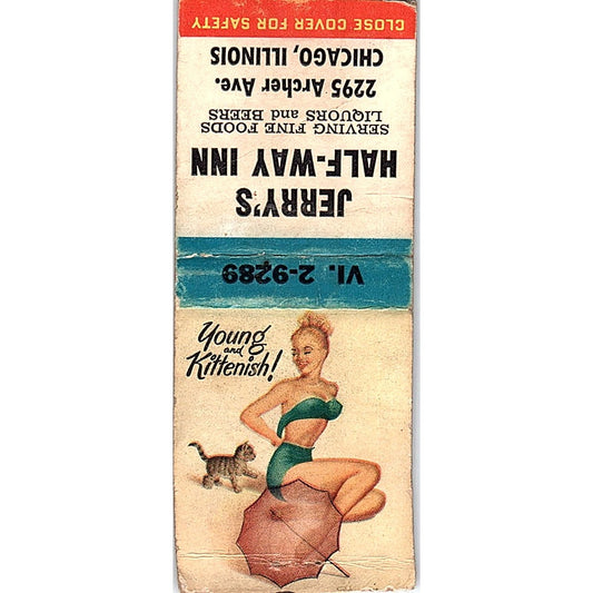 Jerry's Half-Way Inn Chicago IL Pinup Vintage Matchbook Cover SF3-Y8