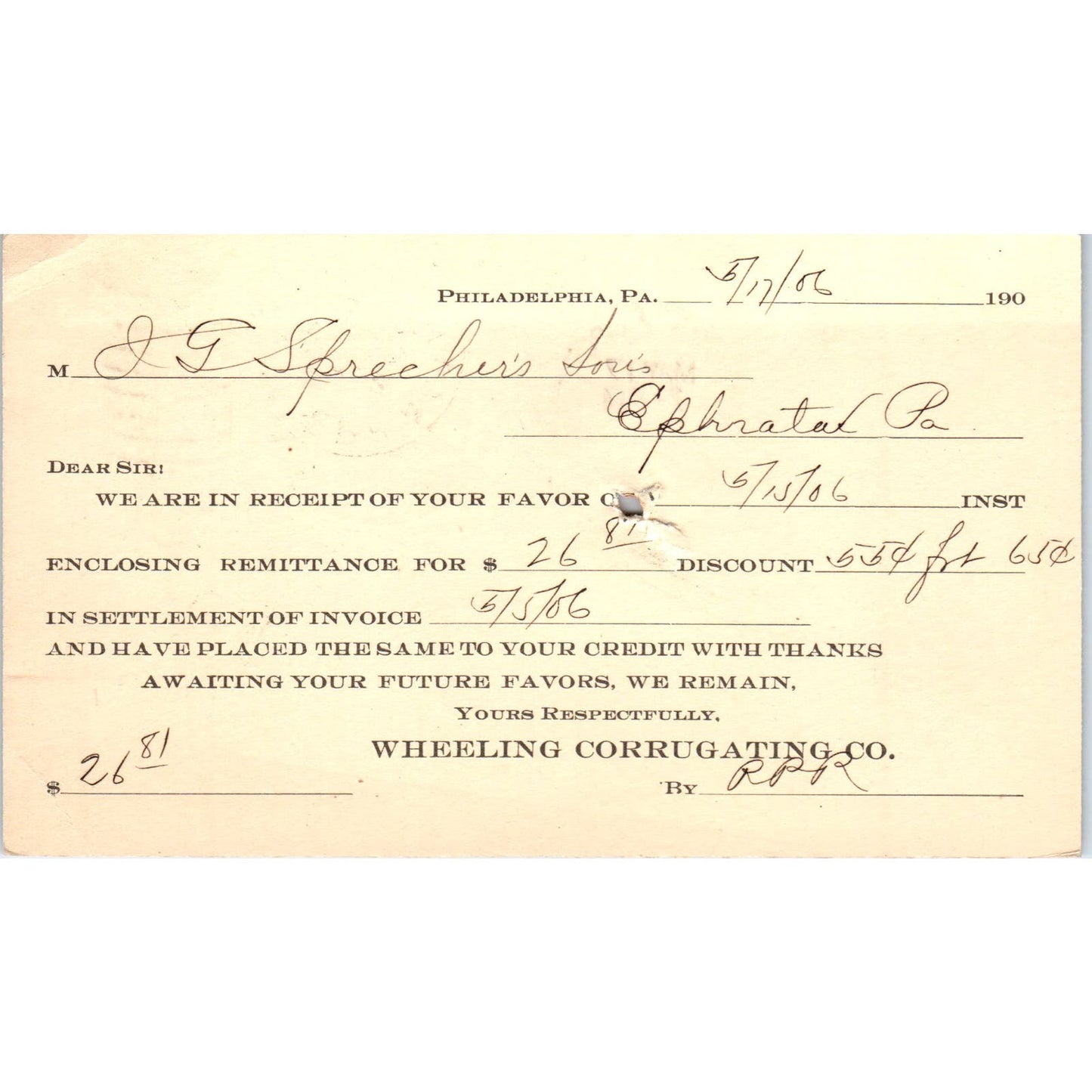 1908 Keeley Stove Company Columbia PA Payment Receipt Postal Card AE8