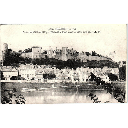 Chinon Ruines Du Château Bâti Par Thibault Le Vieil Antique Postcard PE18
