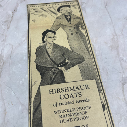 Maurice L. Rothschild Hirshmaur Coats 4x12 1935 Minneapolis Journal Ad FL6-8