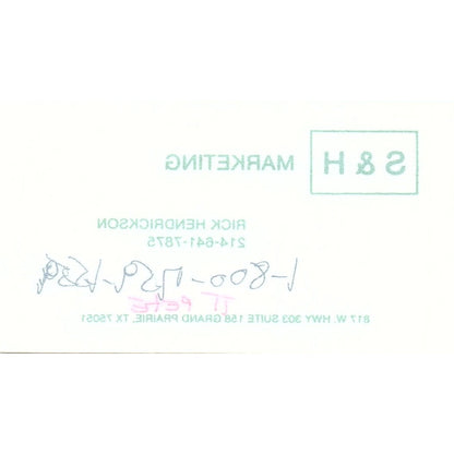 S&H Marketing Rick Hendrickson Grand Prairie TX Vintage Business Card SC9-B8