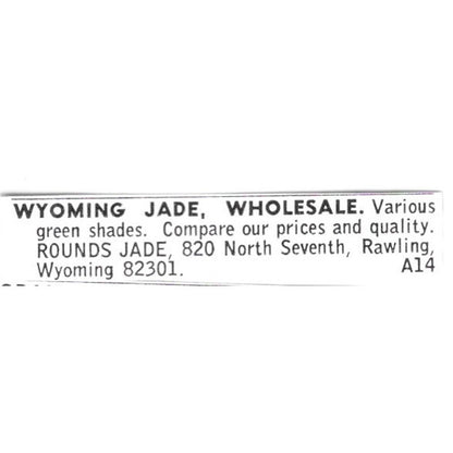 Rounds Jade Rawlins Wyoming 1972 Ad AF8-S17