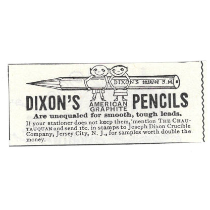 Dixon's Pencils Jersey City NJ c1890 Victorian Ad AE9-CH1