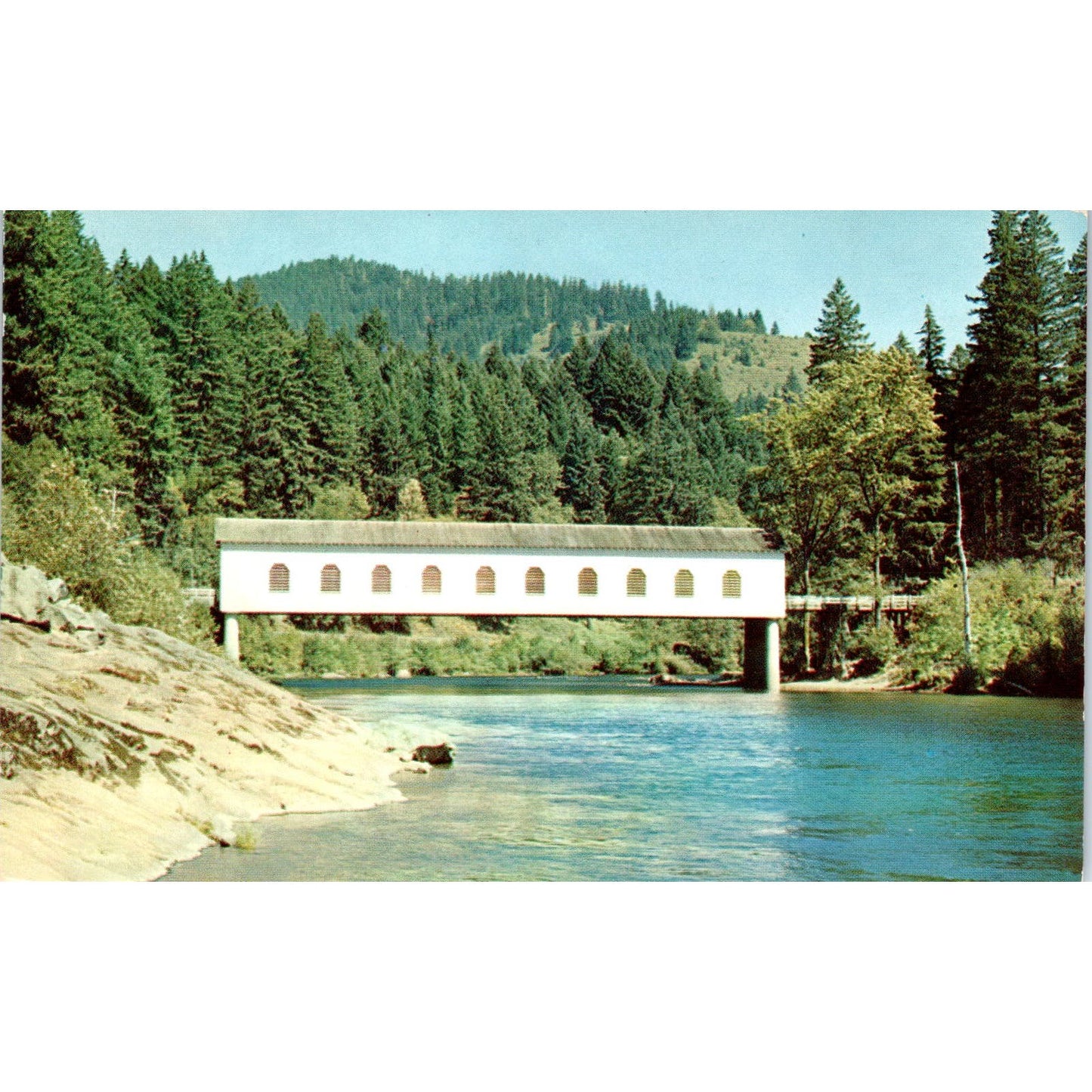Eugene Oregon McKenzie River Covered Bridge Postcard PB12