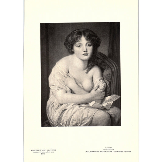 The Letter - Greuze - 1904 Litho Art Print AF5-6