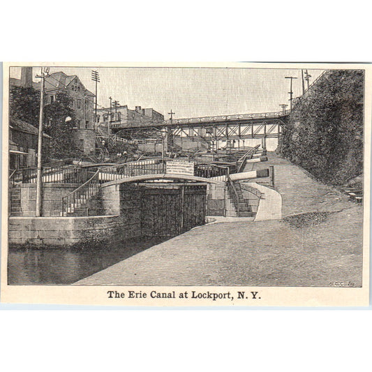 The Erie Canal at Lockport NY 1901 Engraving AF2-P2