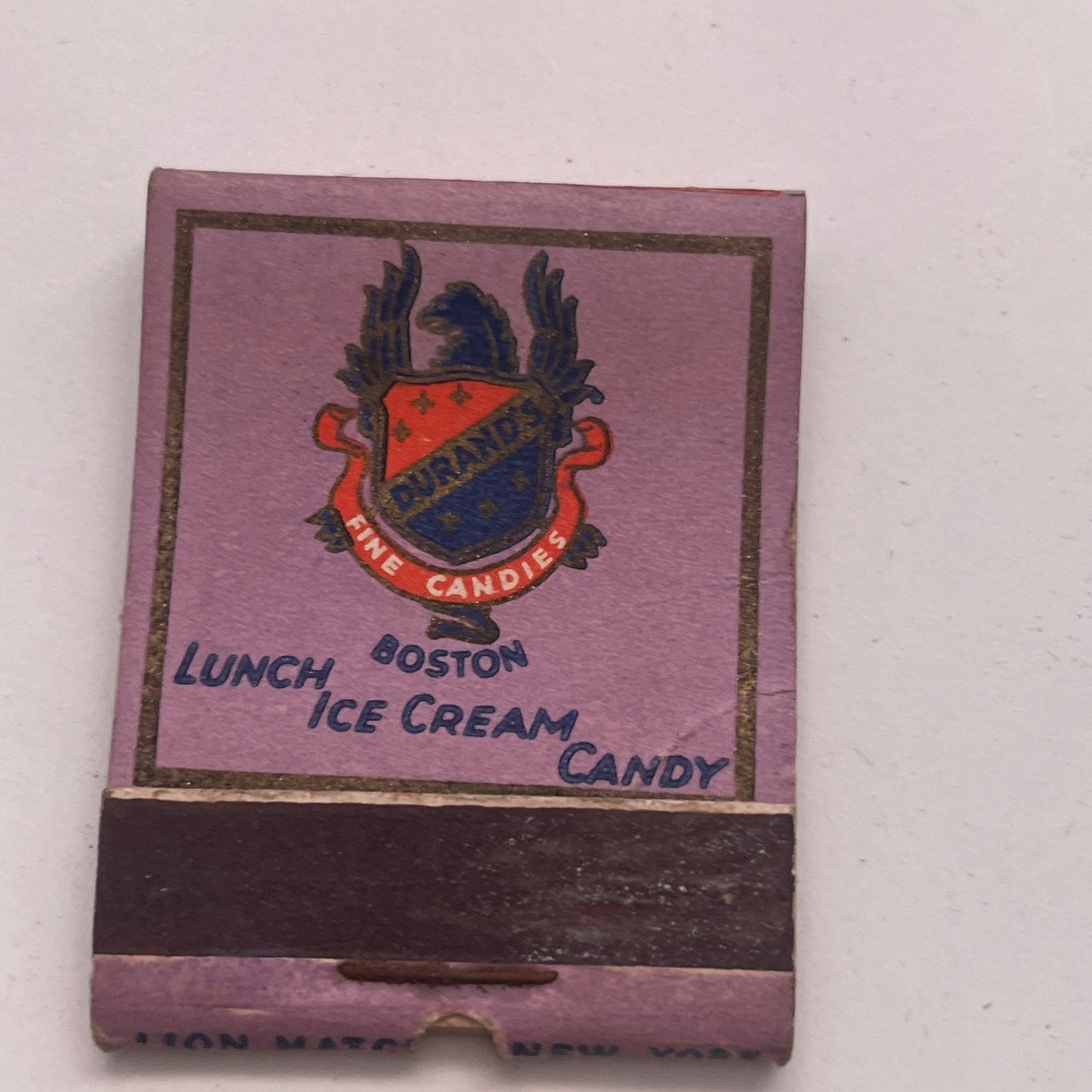 Durand's Fine Candies Boston Vintage Matchbook Cover TB8-MB2-8