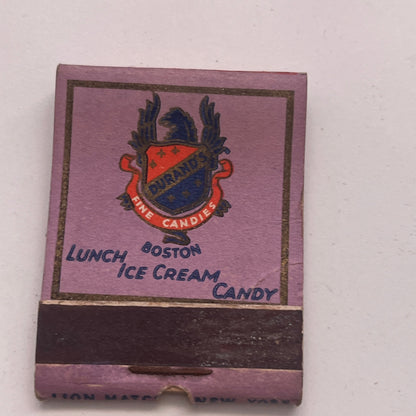 Durand's Fine Candies Boston Vintage Matchbook Cover TB8-MB2-8