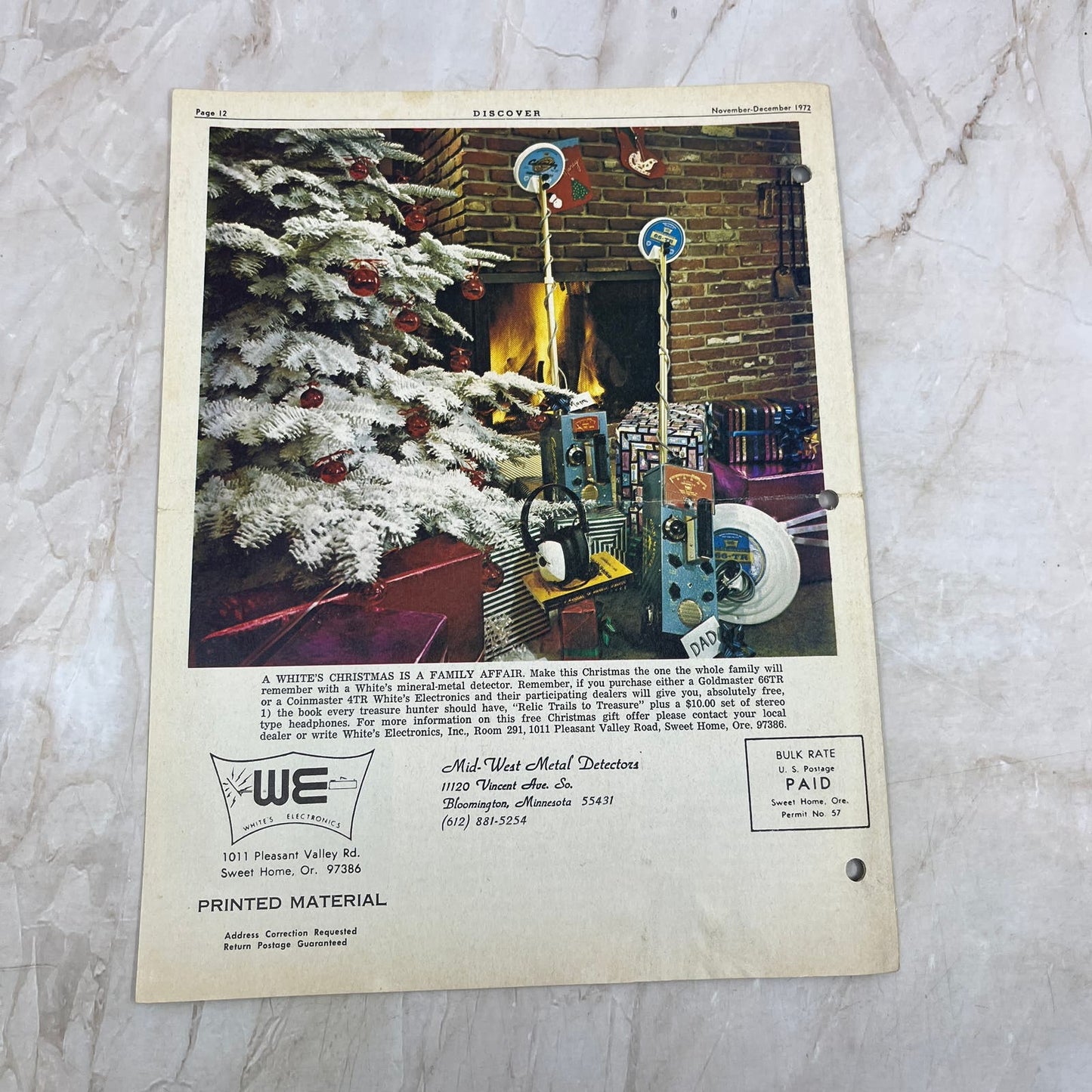 1972 Nov/Dec White's Electronics Discover Newsletter Treasure Hunting OR M19